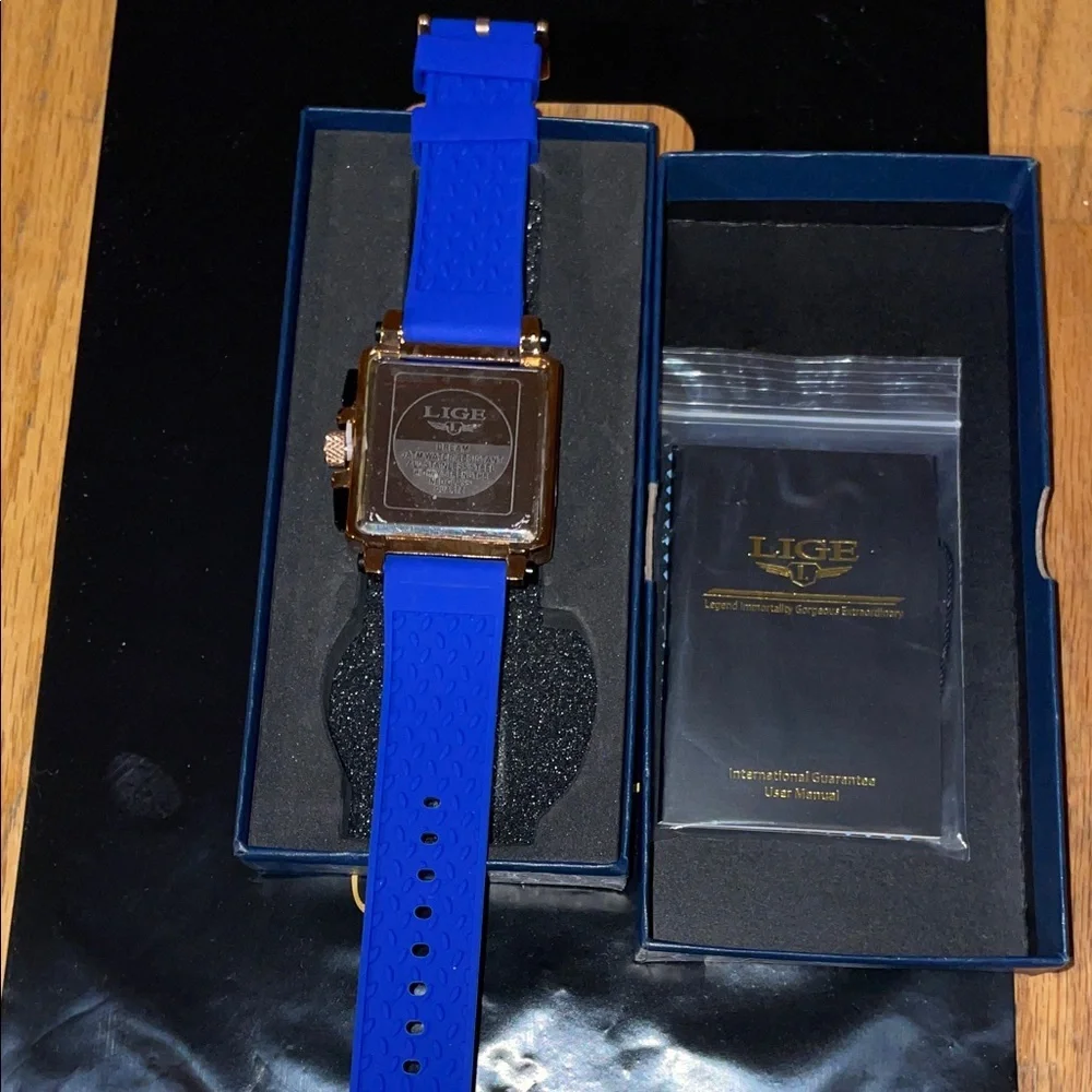 Blue and Black Men's Watch